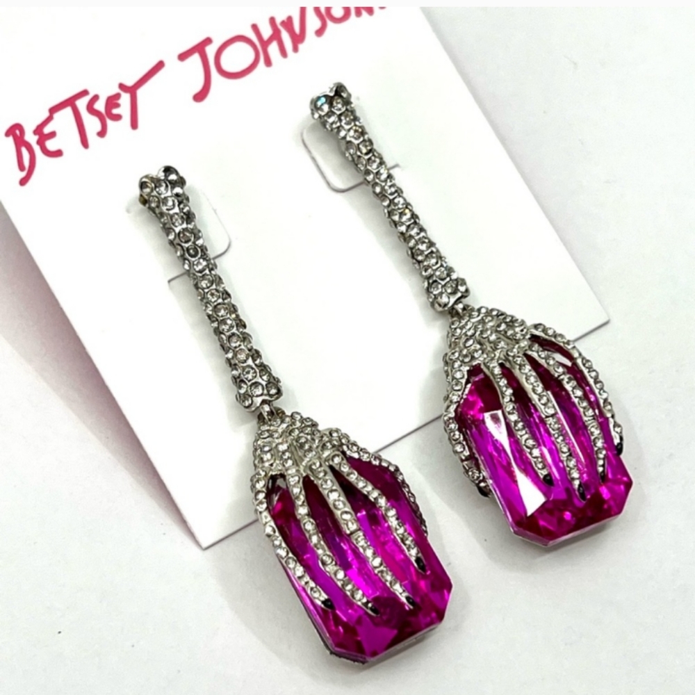 Betsey Johnson Halloween Rich Witch Halloween Skeleton Hand Statement Earrings